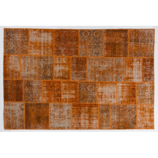 Handmade Patchwork Rug Made from Over-Dyed Vintage Carpets, CUSTOM OPTIONS Av. Handmade Patchwork Rug Made from Over-Dyed Vintage Carpets, CUSTOM OPTIONS Av.