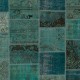 Hand-Knotted Teal and Turquoise Blue Patchwork Rug for Living Room and Bedroom, Modern Turkish Wool Carpet Hand-Knotted Teal and Turquoise Blue Patchwork Rug for Living Room and Bedroom, Modern Turkish Wool Carpet
