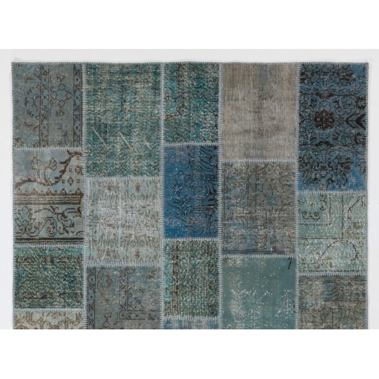 Handmade Patchwork Rug Made from Over-Dyed Vintage Carpets, CUSTOM OPTIONS Av.