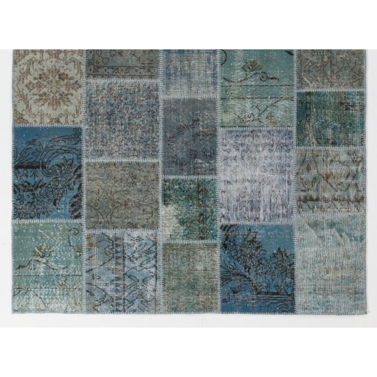 Handmade Patchwork Rug Made from Over-Dyed Vintage Carpets, CUSTOM OPTIONS Av.