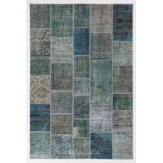 Handmade Patchwork Rug Made from Over-Dyed Vintage Carpets, CUSTOM OPTIONS Av.