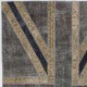 Union Jack British Flag Design Patchwork Rug | Vintage Hand-Knotted United Kingdom Flag Pattern Gray Carpet Union Jack British Flag Design Patchwork Rug | Vintage Hand-Knotted United Kingdom Flag Pattern Gray Carpet
