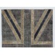 Union Jack British Flag Design Patchwork Rug Made from Re-Dyed Vintage Carpets