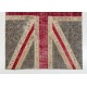 Union Jack British Flag Design Patchwork Handmade Rug. Floral Patterned United Kingdom Carpet for Contemporary Interiors