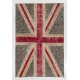 Union Jack British Flag Design Patchwork Handmade Rug. Floral Patterned United Kingdom Carpet for Contemporary Interiors