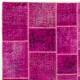 Hot Pink Patchwork Rug for Living Room, Bedroom and Dining Room | Contemporary Overdyed Handknotted Eclectic Style Turkish Carpet Hot Pink Patchwork Rug for Living Room, Bedroom and Dining Room | Contemporary Overdyed Handknotted Eclectic Style Turkish Carpet