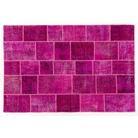 Handmade Patchwork Rug Made from Over-Dyed Vintage Carpets, CUSTOM OPTIONS Av. Handmade Patchwork Rug Made from Over-Dyed Vintage Carpets, CUSTOM OPTIONS Av.