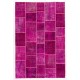 Hot Pink Modern Handmade Patchwork Rug, Vintage Turkish Carpet, Woolen Floor Covering