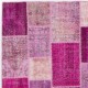 Hand-Knotted Pink and Purple Patchwork Rug for Living Room, Bedroom and Dining Room | Contemporary Overdyed Turkish Wool Carpet Hand-Knotted Pink and Purple Patchwork Rug for Living Room, Bedroom and Dining Room | Contemporary Overdyed Turkish Wool Carpet