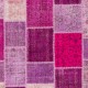 Hand-Knotted Pink and Purple Patchwork Rug for Living Room, Bedroom and Dining Room | Contemporary Overdyed Turkish Wool Carpet Hand-Knotted Pink and Purple Patchwork Rug for Living Room, Bedroom and Dining Room | Contemporary Overdyed Turkish Wool Carpet