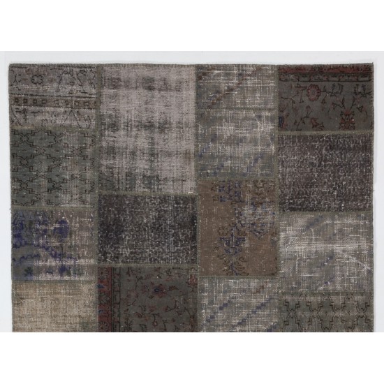 Handmade Patchwork Rug Made from Over-Dyed Vintage Carpets, CUSTOM OPTIONS Av.