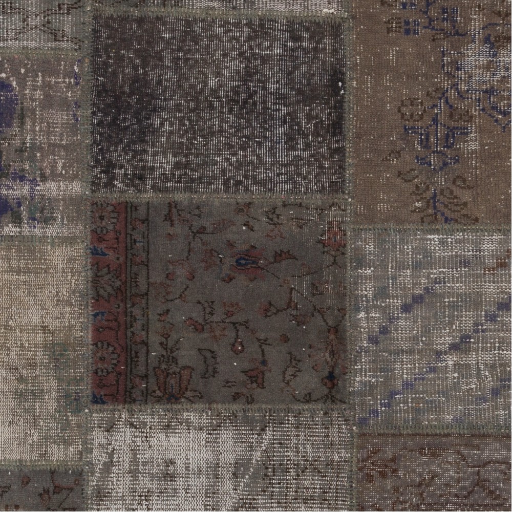 Handmade Gray Patchwork Rug | Modern Overdyed Turkish Wool Carpet for Living Room, Bedroom and Study Room Handmade Gray Patchwork Rug | Modern Overdyed Turkish Wool Carpet for Living Room, Bedroom and Study Room