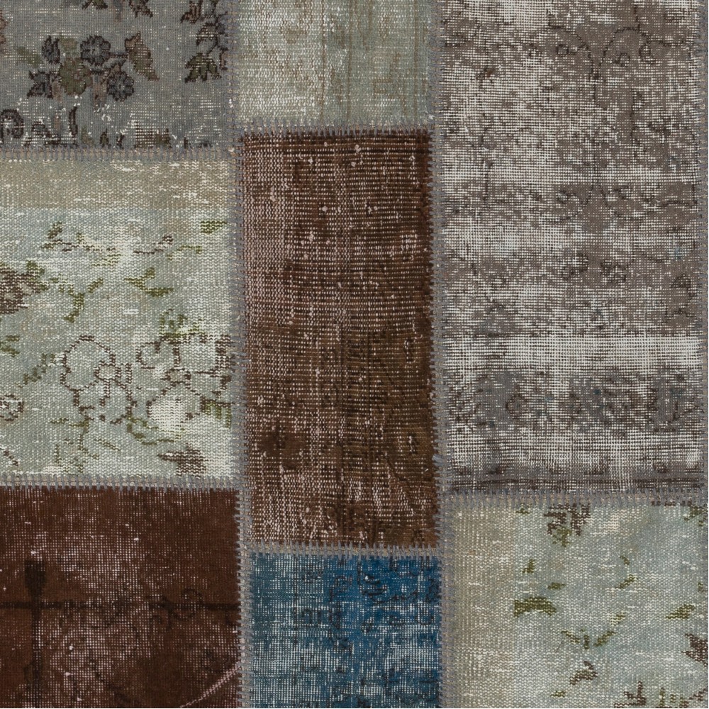 Contemporary Patchwork Rug in Brown, Blue, Gray & Green Colors | Handmade Turkish Carpet | Colorful Living Room Rug Contemporary Patchwork Rug in Brown, Blue, Gray & Green Colors | Handmade Turkish Carpet | Colorful Living Room Rug