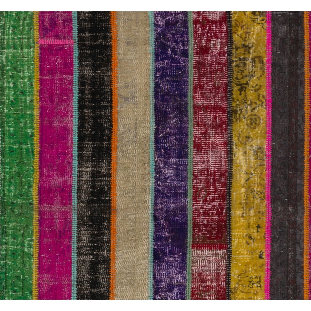 Bright and Vibrant Modern Turkish Handmade Patchwork Rug. Luxurious Elegant Fashionable Area Rug. Floor Carpet for Living room
