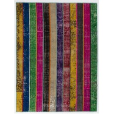 Bright and Vibrant Modern Turkish Handmade Patchwork Rug. Luxurious Elegant Fashionable Area Rug. Floor Carpet for Living room