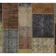 Custom Modern Patchwork Rug in Brown, Gray, Beige & Green Colors. Handmade Turkish Carpet. Colorful Living Room Rug