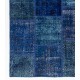 Blue Patchwork Rug for Living Room, Bedroom and Dining Room | Contemporary Overdyed Handmade Turkish Wool Carpet Blue Patchwork Rug for Living Room, Bedroom and Dining Room | Contemporary Overdyed Handmade Turkish Wool Carpet