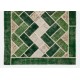 Custom Unique Design Handmade Turkish Patchwork Rug. Modern Green Carpet