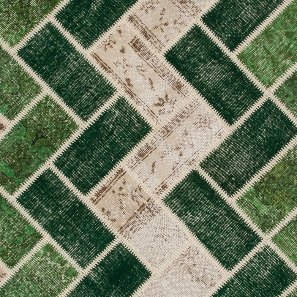 Green and Beige Zigzag Pattern Patchwork Rug for Living Room | Handmade Modern Turkish Wool Carpet Green and Beige Zigzag Pattern Patchwork Rug for Living Room | Handmade Modern Turkish Wool Carpet