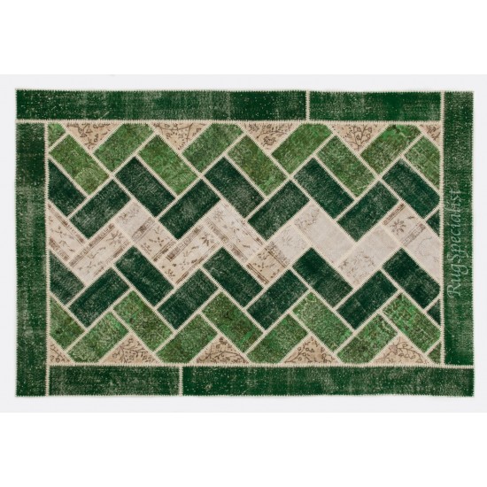 Handmade Patchwork Rug Made from Over-Dyed Vintage Carpets, CUSTOM OPTIONS Av. Handmade Patchwork Rug Made from Over-Dyed Vintage Carpets, CUSTOM OPTIONS Av.