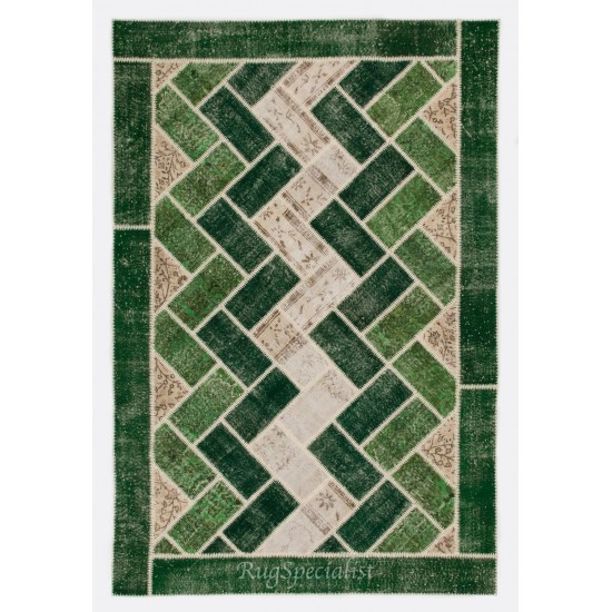 Handmade Patchwork Rug Made from Over-Dyed Vintage Carpets, CUSTOM OPTIONS Av. Handmade Patchwork Rug Made from Over-Dyed Vintage Carpets, CUSTOM OPTIONS Av.