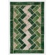 Custom Unique Design Handmade Turkish Patchwork Rug. Modern Green Carpet