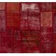 Handmade Patchwork Rug in Burgundy Red and Maroon Colors, Decorative Central Anatolian Wool Carpet for Modern Interiors