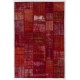 Handmade Patchwork Rug in Burgundy Red and Maroon Colors, Decorative Central Anatolian Wool Carpet for Modern Interiors