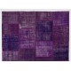 Purple, Levander and Lilac Handmade Patchwork Rug, Contemporary Turkish Carpet, Woolen Floor Covering