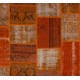 Modern Handmade Turkish Wool Patchwork Rug in Shades of Orange