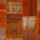 Modern Wool Patchwork Rug in Shades of Orange | Hand-Knotted Turkish Carpet for Living Room and Dining Room Modern Wool Patchwork Rug in Shades of Orange | Hand-Knotted Turkish Carpet for Living Room and Dining Room