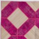 Modern Fuchsia Pink and Beige Patchwork Rug | Hand-Knotted Turkish Wool Carpet for Living Room, Bedroom and Nursery
