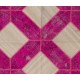 Handmade Patchwork Rug in Fuchsia Pink & Cream Colors, Modern Unique Design Turkish Carpet