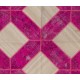 Handmade Patchwork Rug in Fuchsia Pink & Beige Colors, Modern Turkish Carpet for Home Decor. Custom Unique Design Floor Covering