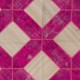 Modern Fuchsia Pink and Beige Patchwork Rug | Hand-Knotted Turkish Wool Carpet for Living Room, Bedroom and Nursery