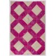 Handmade Patchwork Rug in Fuchsia Pink & Cream Colors, Modern Unique Design Turkish Carpet