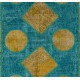 Contemporary Yellow and Teal Blue Colors Patchwork Rug, Handmade Turkish Carpet