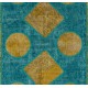 Handmade Patchwork Rug in Teal Blue & Yellow Colors, Modern Turkish Wool Carpet for Contemporary Interiors. Custom Unique Design Rug