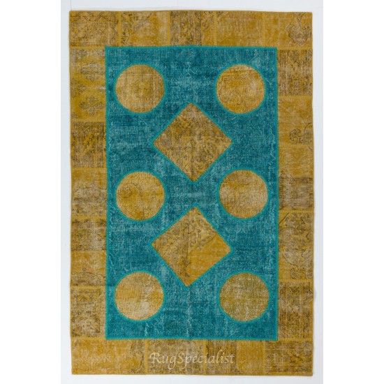Handmade Patchwork Rug Made from Over-Dyed Vintage Carpets, CUSTOM OPTIONS Av.