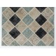 Handmade Central Anatolian Patchwork Rug in Light Blue, Black and Beige Colors. Contemporary Wool Carpet