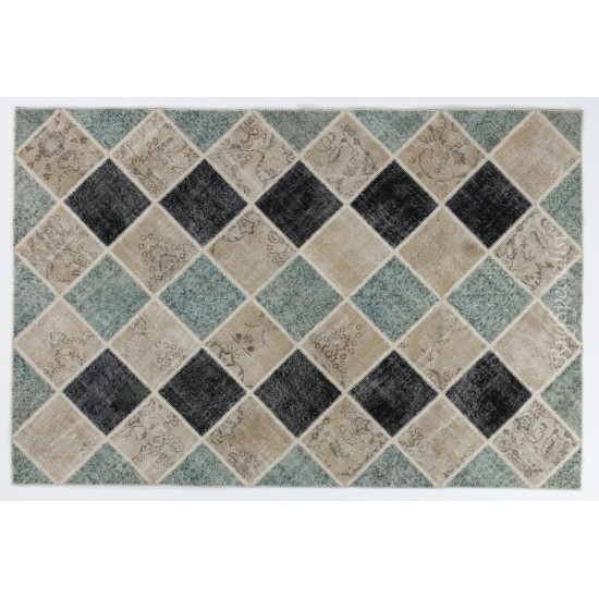 Handmade Patchwork Rug Made from Over-Dyed Vintage Carpets, CUSTOM OPTIONS Av. Handmade Patchwork Rug Made from Over-Dyed Vintage Carpets, CUSTOM OPTIONS Av.