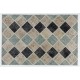 Handmade Central Anatolian Patchwork Rug in Light Blue, Black and Beige Colors. Contemporary Wool Carpet
