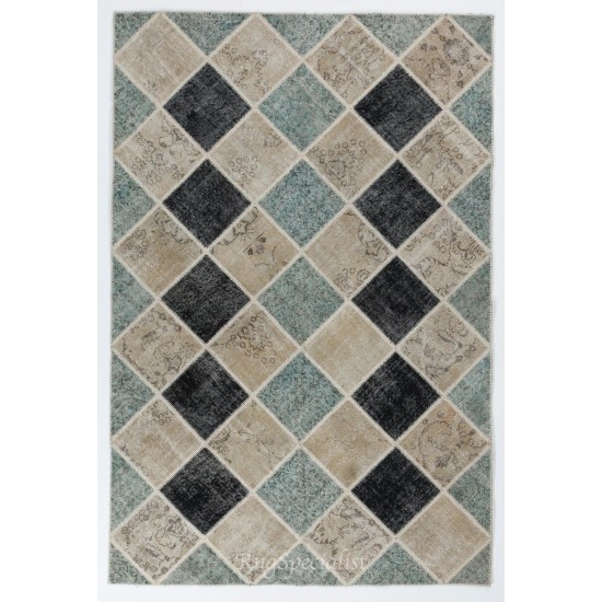 Handmade Patchwork Rug Made from Over-Dyed Vintage Carpets, CUSTOM OPTIONS Av. Handmade Patchwork Rug Made from Over-Dyed Vintage Carpets, CUSTOM OPTIONS Av.