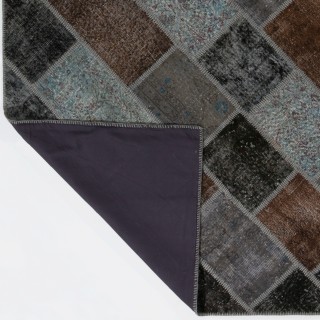 Hand-Knotted Black, Gray and Brown Patchwork Rug | Modern Turkish Wool Carpet for Living Room, Entryway and Nursery Hand-Knotted Black, Gray and Brown Patchwork Rug | Modern Turkish Wool Carpet for Living Room, Entryway and Nursery