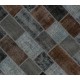 Modern Handmade Turkish Wool Patchwork Rug in Brown, Black, Gray and Blue Colors
