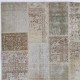 Vintage Beige and Sage Green Patchwork Rug | Hand-Knotted Turkish Wool Carpet for Living Room, Bedroom and Home Office Vintage Beige and Sage Green Patchwork Rug | Hand-Knotted Turkish Wool Carpet for Living Room, Bedroom and Home Office