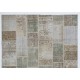 Handmade Patchwork Rug in Muted Colors, Traditional Turkish Wool Carpet for Country Homes, Rustic, Modern Interiors