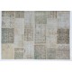 Handmade Patchwork Rug in Muted Colors, Traditional Turkish Wool Carpet for Country Homes, Rustic, Modern Interiors