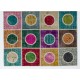 Multicolor Patchwork Rug,  Square and Circles Carpet, Handmade Turkish Floor Covering