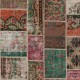 Handmade Colorful Floral Patchwork Rug in Red and Green | Vintage Turkish Wool Carpet for Living Room, Home Office and Bedroom Handmade Colorful Floral Patchwork Rug in Red and Green | Vintage Turkish Wool Carpet for Living Room, Home Office and Bedroom
